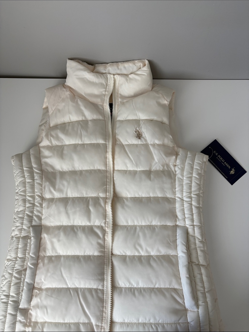 U.S. Polo Assn. Cream Quilted Sleeveless Puffer Vest